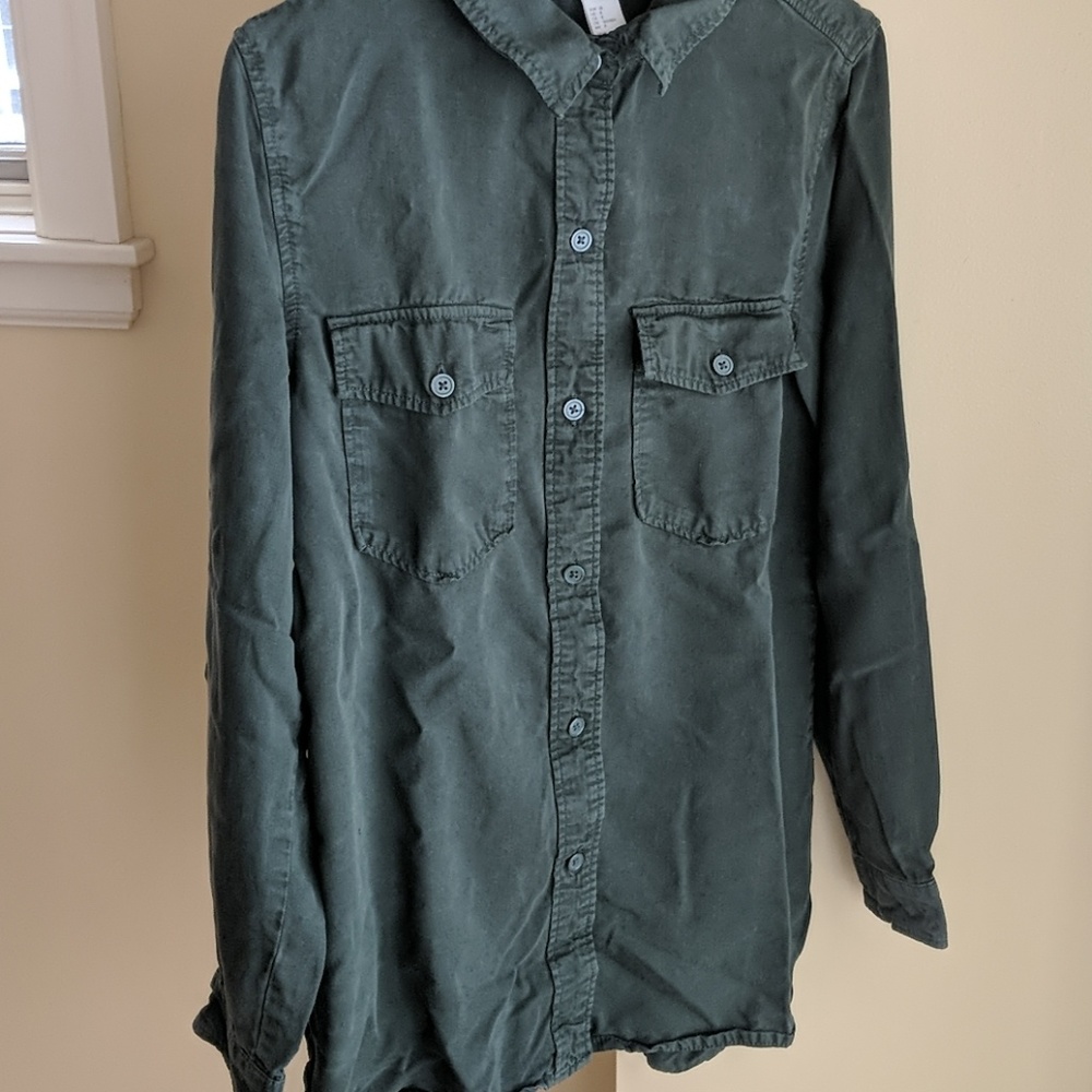 Oversized Army Green Button Down